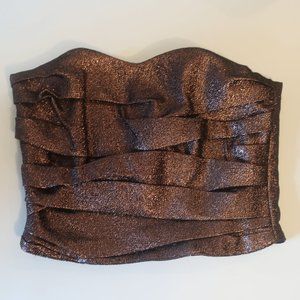 Womens Birgitte Herskind Bronze Black Metallic Strapless Top 36 US/S *